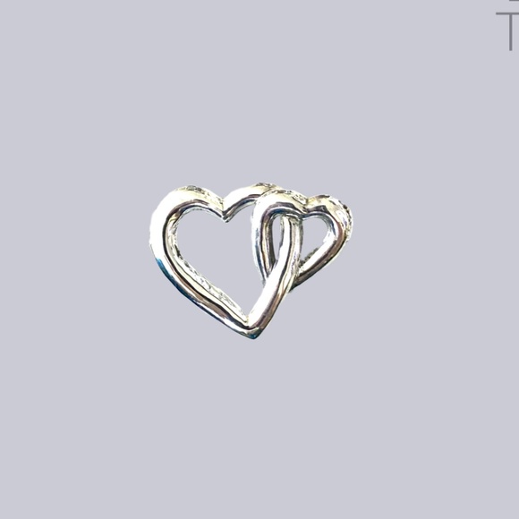 Sterling Silver Double Heart Brooch - Picture 2 of 6